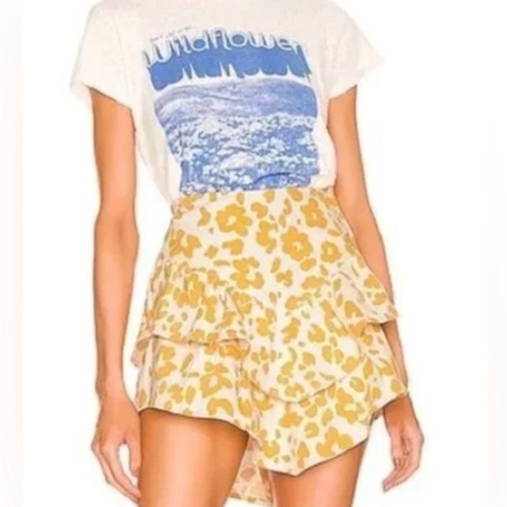 NWT MOTHER Yellow Floral Tiered Ruffle Skirt